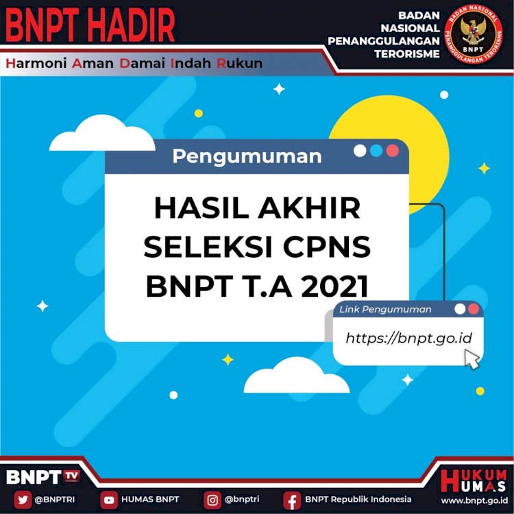 Pengumuman Hasil Akhir Seleksi CPNS BNPT T.A 2021